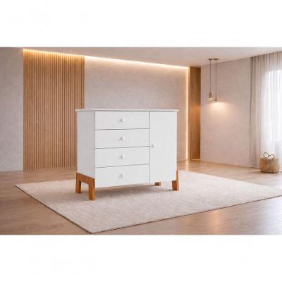 Cômoda Infantil 4 Gavetas 1 Porta Mimo - Mobibaby