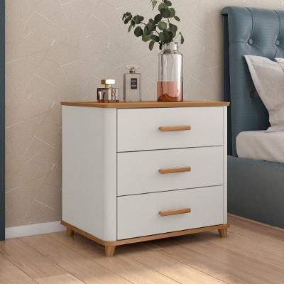 Cômoda 3 Gavetas Para Quarto Com Bordas Arredondadas Nature E Gianduia