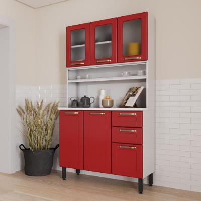 Cozinha De Aço Compacta 6 Portas Vermelho Colors Bertolini Vermelho-branco