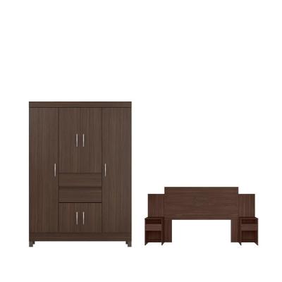 Conjunto Guarda Roupa 6 Portas E Cabeceira Lux Cafe Touch