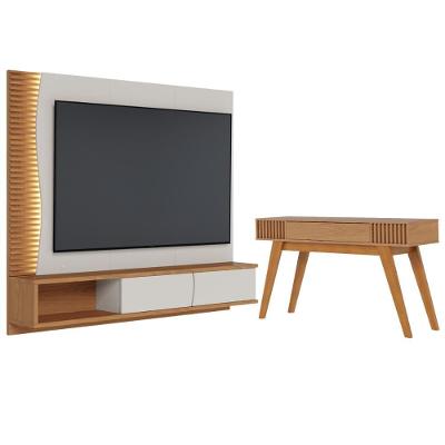 Conjunto Aparador E Painel Iris Off White Matte Freijo