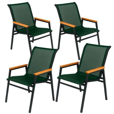 Kit 4 Cadeiras Jardim Gourmet área Externa Sala De Jantar Nossa Kasa Verde