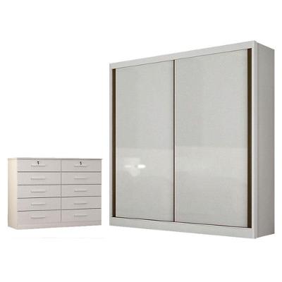 Guarda Roupa Solteiro Toledo E Gaveteiro Milão Com Chave Neve - Novo Horizonte