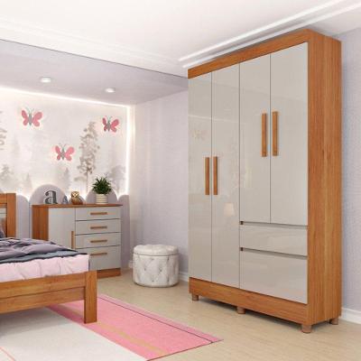 Guarda Roupa Solteiro Com Pés 4 Portas 2 Gavetas - Oregon-cinamomo/off White - Tcil Móveis