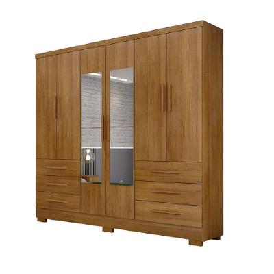 Guarda Roupa Solteiro Com Espelho Com Pés 6 Portas 6 Gavetas - Encant-cumaru - Móveis Novo Horizonte