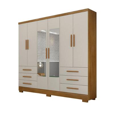 Guarda Roupa Solteiro Com Espelho Com Pés 6 Portas 6 Gavetas - Encant-cumaru/fendi - Móveis Novo Horizonte