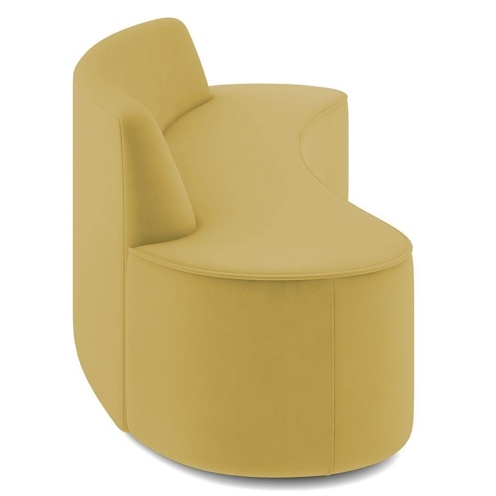 Sofá 3 Lugares Curvo Sala De Estar Living Cancún D02 Veludo Mostarda 210 Cm C-279 - 5