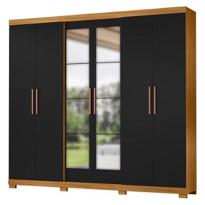 Guarda Roupa Casal San Diego Carvalho Americano Preto Com Espelho - Incorplac