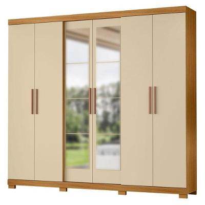 Guarda Roupa Casal San Diego Carvalho Americano Off White Com Espelho - Incorplac