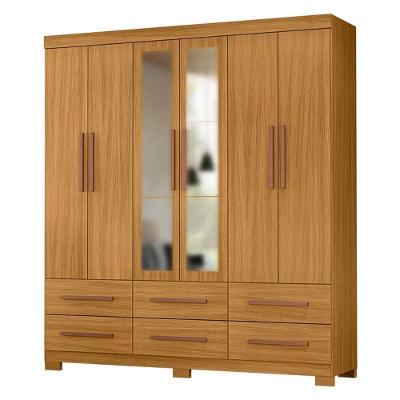 Guarda Roupa Casal New Kansas Carvalho Americano Com Espelho - Incorplac