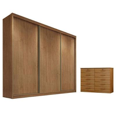 Guarda Roupa Casal Medelim E Gaveteiro Milão Com Chave Cumaru 23 - Novo Horizonte