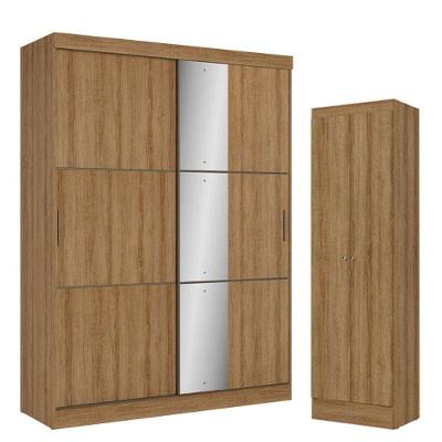 Guarda Roupa Casal Comfort Glass 2 Portas Almendra Acetinado E Multiuso Space Almendra - Thb