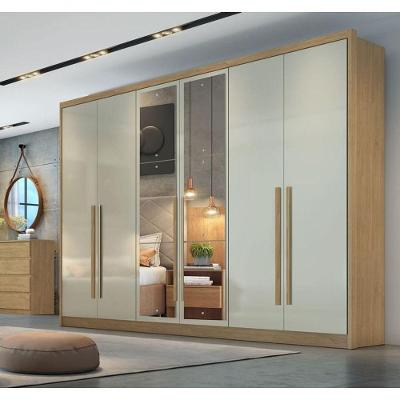 Guarda Roupa Casal Com Espelho 6 Portas 6 Gavetas - Robust -cumaru/fendi - Móveis Novo Horizonte