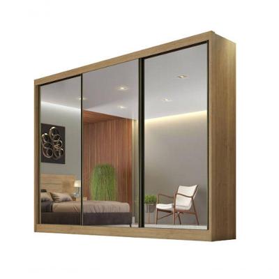 Guarda Roupa Casal Com Espelho 3 Portas De Correr 6 Gavetas - Diamond-cumaru - Móveis Novo Horizonte