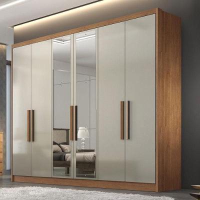 Guarda Roupa Casal Ambiente Linea 6 Portas 4 Gavetas Cumaru 25 Fendi Com Espelho - Novo Horizonte