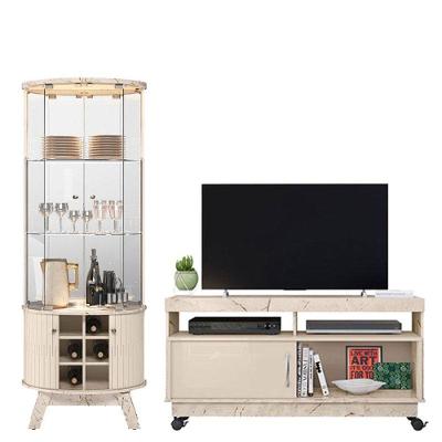 Rack Bancada Artur Com Cristaleira Marina Calacata Off White - Madetec