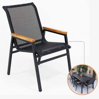 Poltrona Cadeira Com Braço Madeira Nossa Kasa Móveis área Externa Jantar Piscina Preto