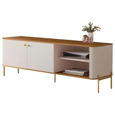 Rack Para Sala Tv Até 58 Polegadas Moderno 2 Portas - Off White Nature Dourado Off White Nature Dourado