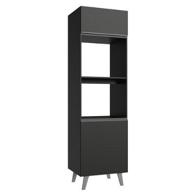 Torre Quente 60 Cm 2 Portas 2 Nichos Com Pés Preto Nice Madesa Preto