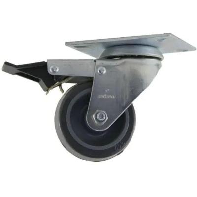 Rodízio Giratório 3'' Com Placa Cinza Colson C/freio Profissional Resistente 60kg