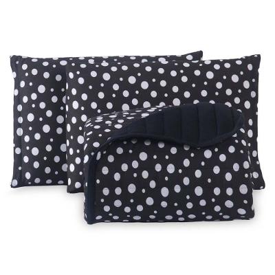 Kit Cobre Leito Colcha Polly Solteiro 2 Peças Malha 100% Algodão Estampa Bolinhas - Preto