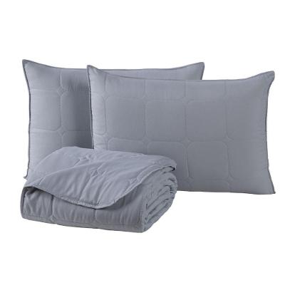 Kit Cobre Leito Colcha Lunar King 3 Peças 400 Fios Matelado Dupla Face - Cinza - 100% Poliéster