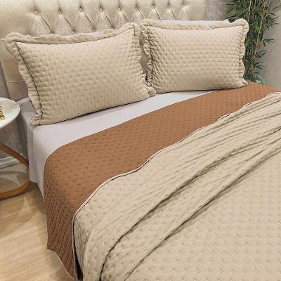 Kit Cobre Leito Colcha Colour King 3 Peças Percal 300 Fios Dupla Face - Damasco - 100% Poliéster