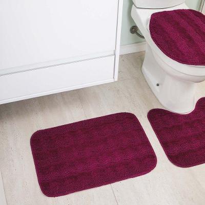 Jogo De Banheiro Primavera 03 Peças Com Base Antiderrapante 100% Polipropileno - Bege