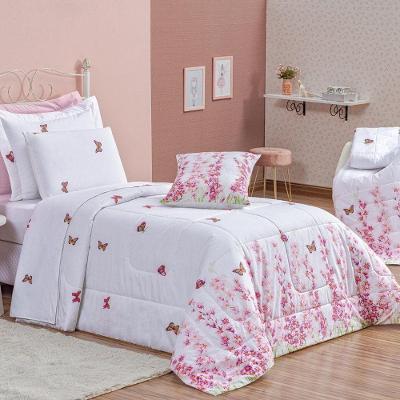 Edredom Craft Solteiro Percal 200 Fios Estampado 3 Peças 100% Algodão - Borboletas