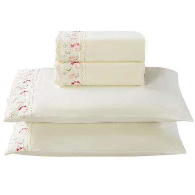 Jogo De Lençol Rosaline Queen 4 Peças Micropercal 300 Fios Bordado - Flor Rose - 100% Poliéster