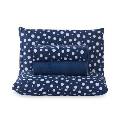 Jogo De Lençol Polly Solteiro 3 Peças Malha 100% Algodão Estampado Bolinhas - Azul Marinho