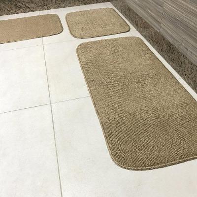 Jogo De Passadeira Primavera Para Cozinha 03 Peças Com Base Antiderrapante 100% Polipropileno - Bege