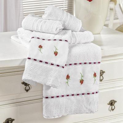 Jogo De Banho Felicita Bordado Com Passa Fita 05 Peças 90% Algodão - Branco