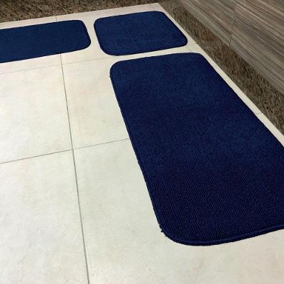 Jogo De Passadeira Primavera Para Cozinha 03 Peças Com Base Antiderrapante 100% Polipropileno - Azul Petróleo