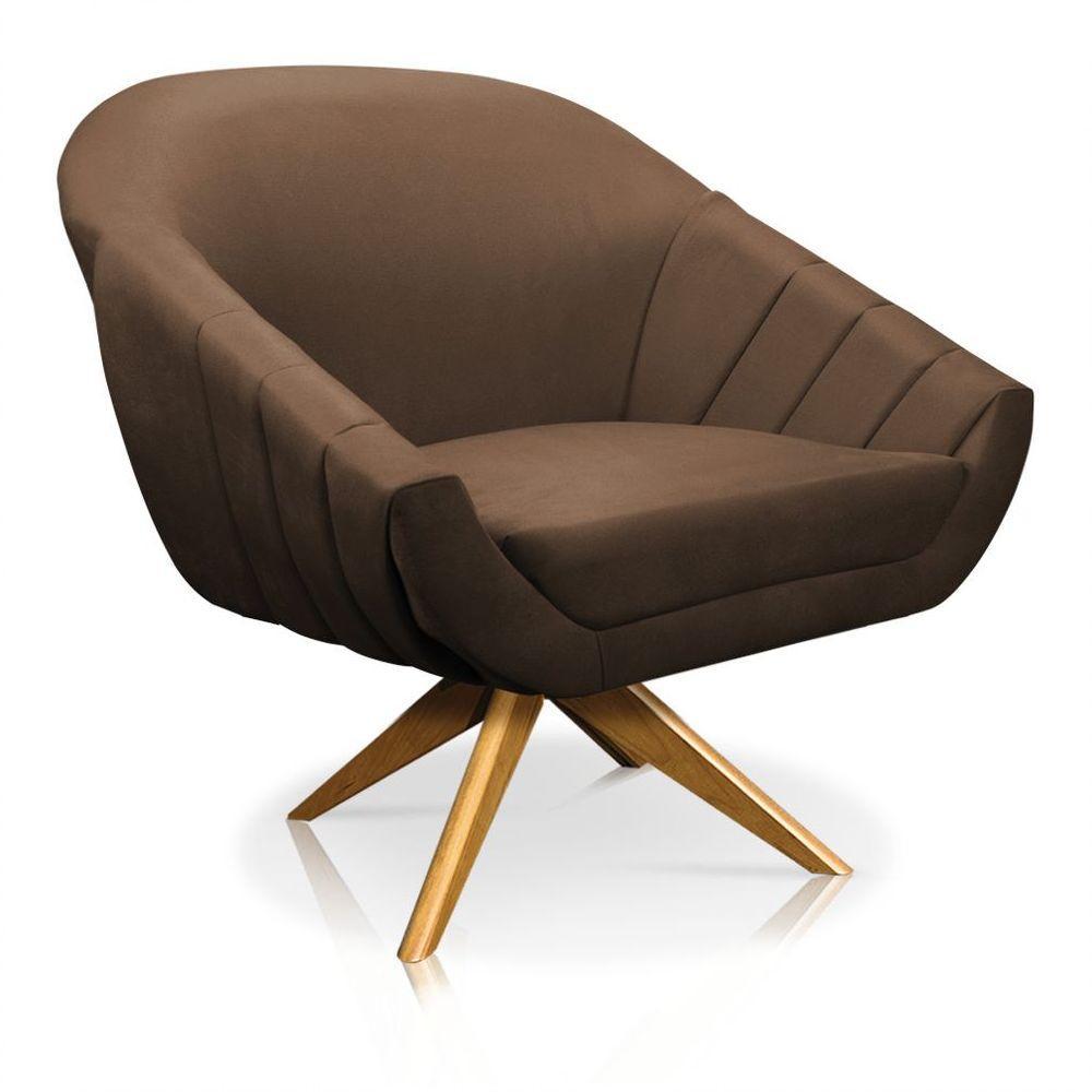 Kit 01 Namoradeira 02 Lugares E 02 Poltronas Giovana Suede Marrom - 4