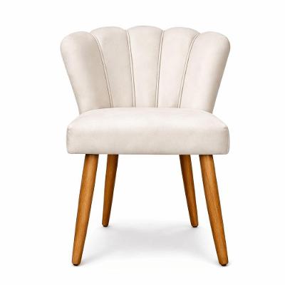Poltrona Design Moderno Conforto Luxo Recepção Pétala Suede Bege