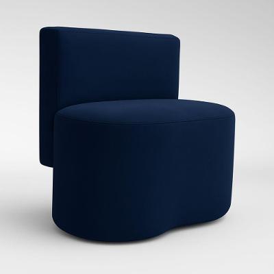 Puff Feijão Curvo Orgânico Redondo Com Encosto Sala Resistente Confortável Suede Azul