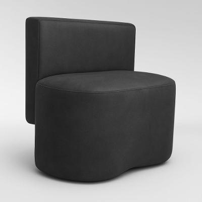 Puff Feijão Curvo Orgânico Redondo Com Encosto Sala Resistente Confortável Suede Cinza Chumbo