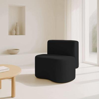 Puff Orgânico Feijão Com Encosto Curvo Redondo Sala Resistente Confortável Suede Preto