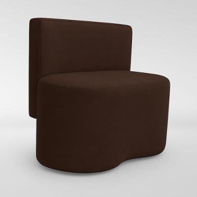 Puff Feijão Curvo Orgânico Redondo Com Encosto Sala Resistente Confortável Suede Marrom