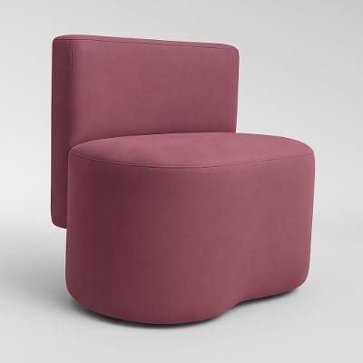 Puff Feijão Curvo Orgânico Redondo Com Encosto Sala Resistente Confortável Suede Rose