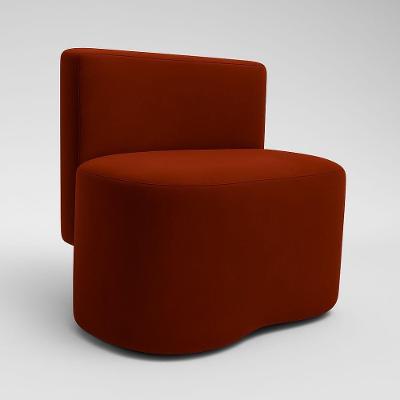 Puff Feijão Curvo Orgânico Redondo Com Encosto Sala Resistente Confortável Suede Terracota