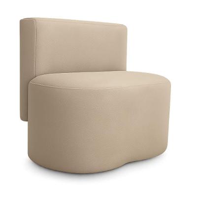 Puff Feijão Curvo Orgânico Redondo Com Encosto Sala Resistente Confortável Suede Bege