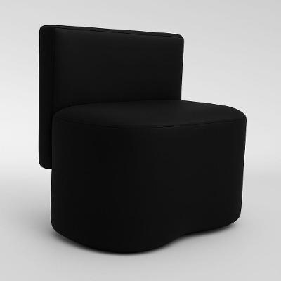 Puff Feijão Curvo Orgânico Redondo Com Encosto Sala Resistente Confortável Suede Preto