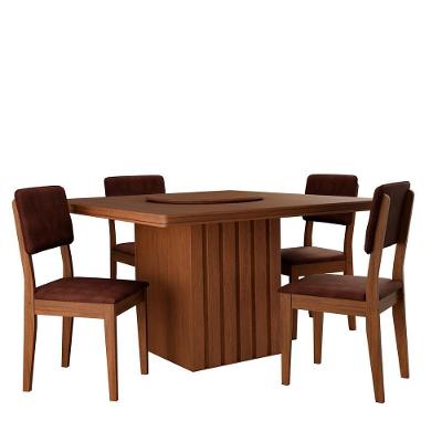 Kit Mesa De Jantar Santiago 136 E 4 Cadeiras Córdoba Cinamomo-mogno