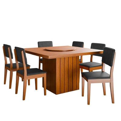 Kit Mesa De Jantar Santiago 136 E 6 Cadeiras Córdoba Cinamomo-chumbo