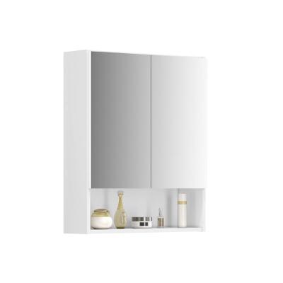 Armário Espelheira Troia Com 2 Portas E Nicho Organizador Branco
