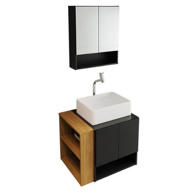 Gabinete Troia Espelheira Cuba Raffinata Branca E Papeleira Preto Fosco-naturale