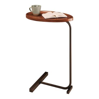 Mesa De Centro Oval G7003 Com Pés Em Metal Preto-nature
