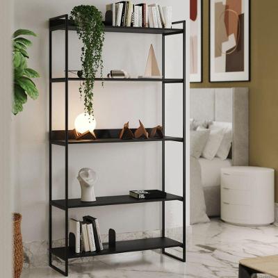Estante Industrial Guaecá 180x95 Multiuso Para Biblioteca Em Casa Sala E Quarto - Preto-imbuia
